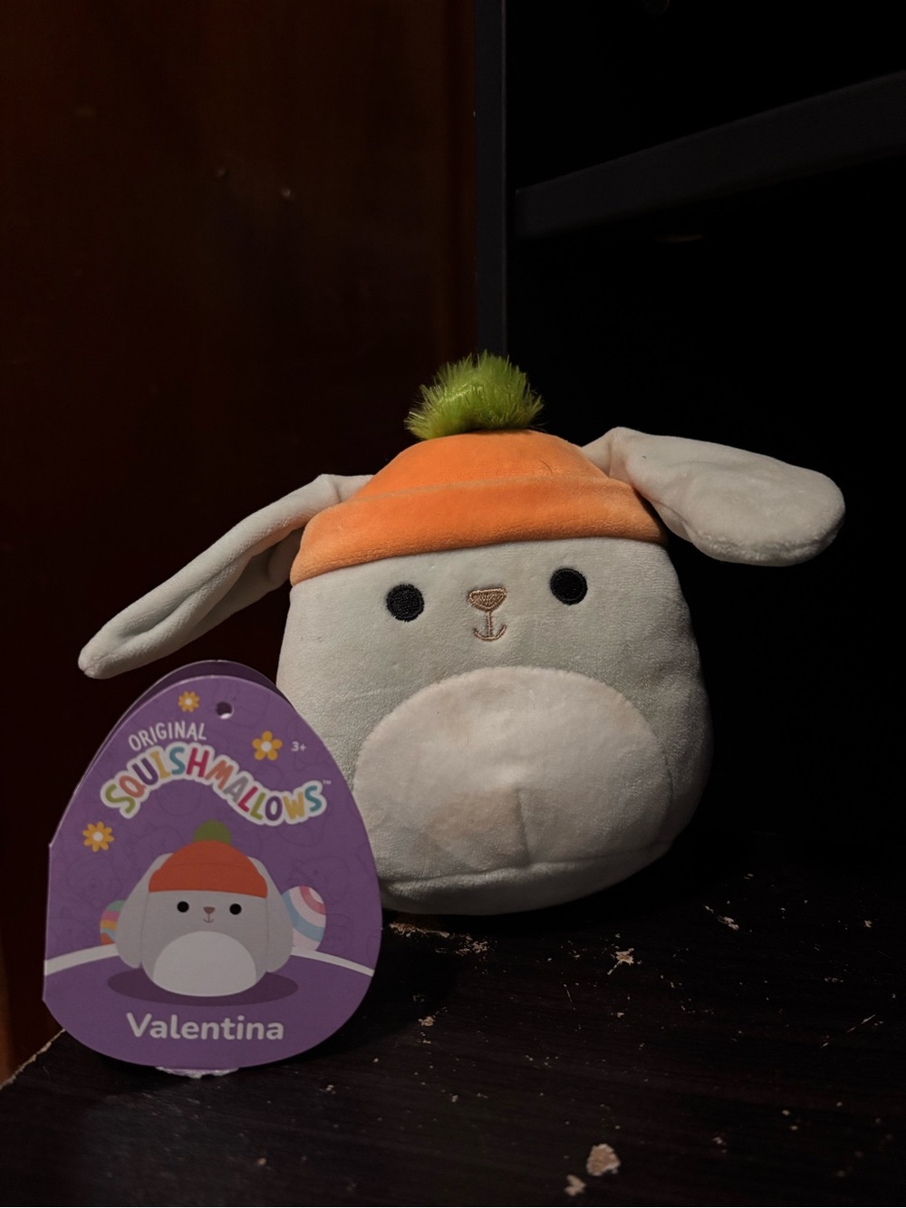 Squishmallows Valentina Bunny Plush - White with Orange Hat  5”